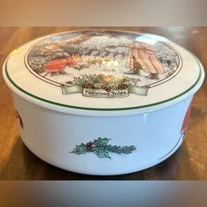 Vintage 1994 Villeroy & Boch Foxwood Tales White Ceramic Trinket Box Candy Jar